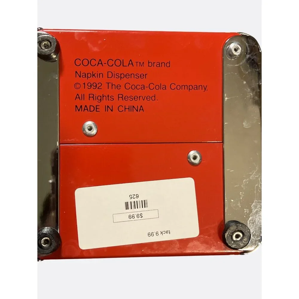Coca-Cola Napkin Dispenser Red and White Retro 1992 Made In China